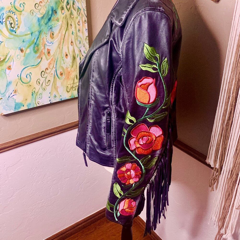 Free People X Mauritius Crissy 100% Leather Fringe Jacket NWT XL SOLD OUT STYLE! - Picture 9 of 16